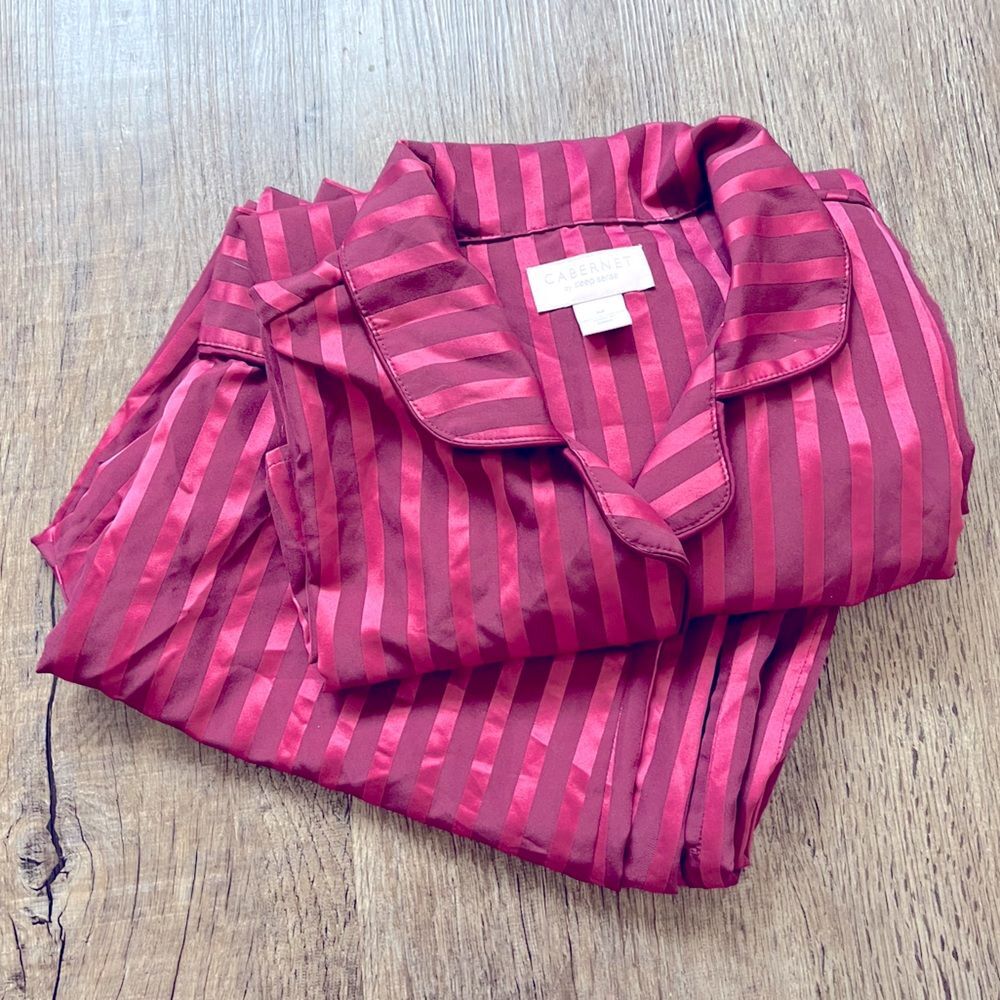 Cabernet by Sleep Sense Burgundy Striped Pajama Set - M